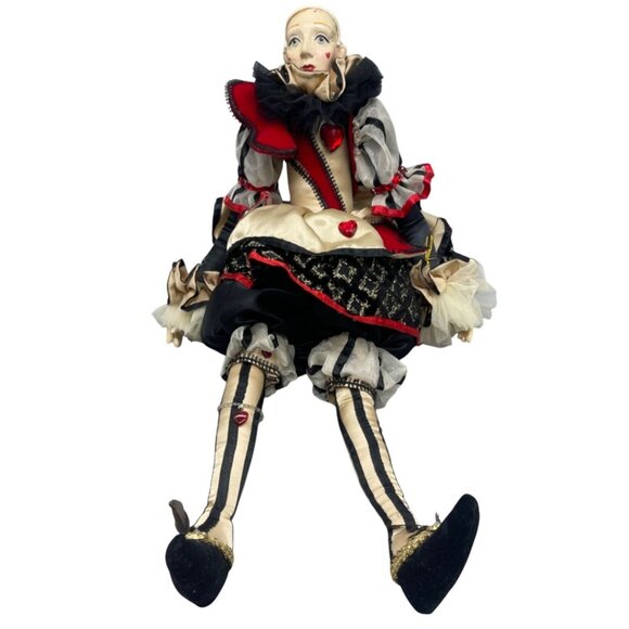 Katherine Collection Valentine Clown Doll heart black white humor bendable READ - Picture 1 of 6